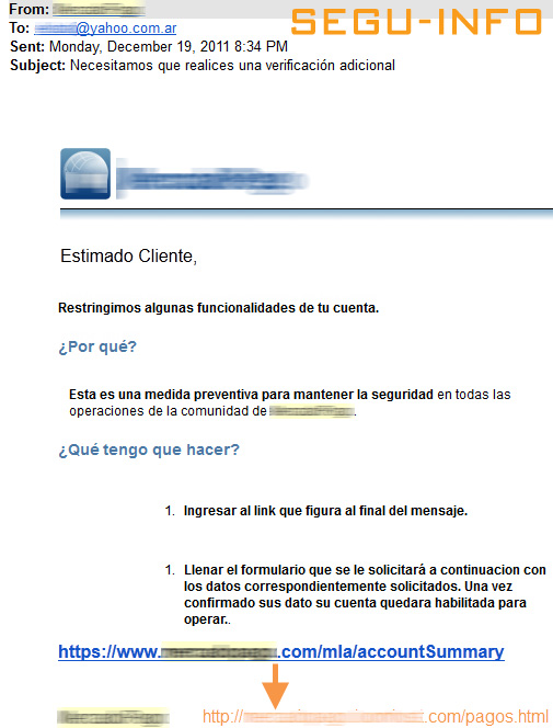 Correo utilizado para propagar phishing